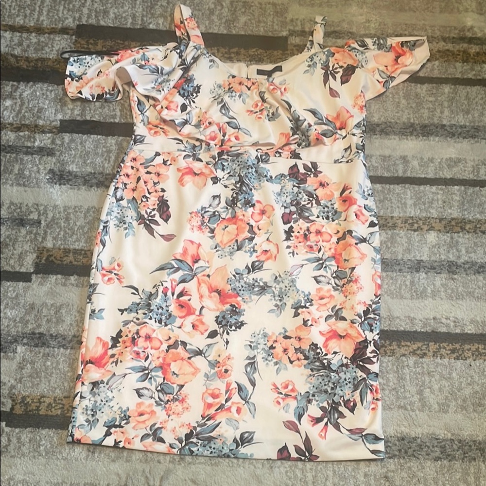 RACHEL Rachel Roy White Cream Ruffled Cold Shoulder Sundress